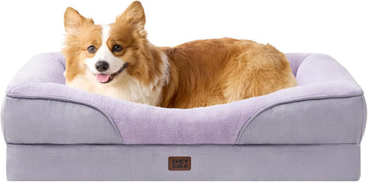 EHEYCIGA Memory Foam Dog Bed for Medium Size, Orthopedic Dog Sofa with Sides and Waterproof Liner