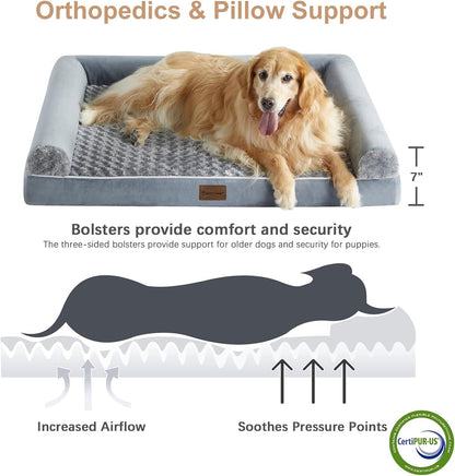 BFPETHOME Dog Beds for Large Dogs, Orthopedic Dog Bed for Medium Large Dogs,Big Waterproof Couch