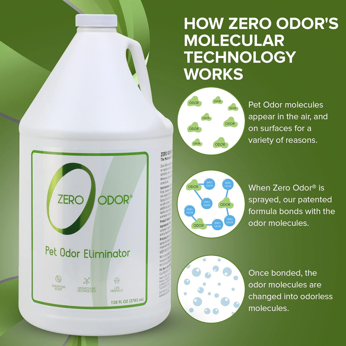 Zero Odor - Pet Odor Eliminator for strong odor, Eliminate Air & Surface Odors – Patented Molecular