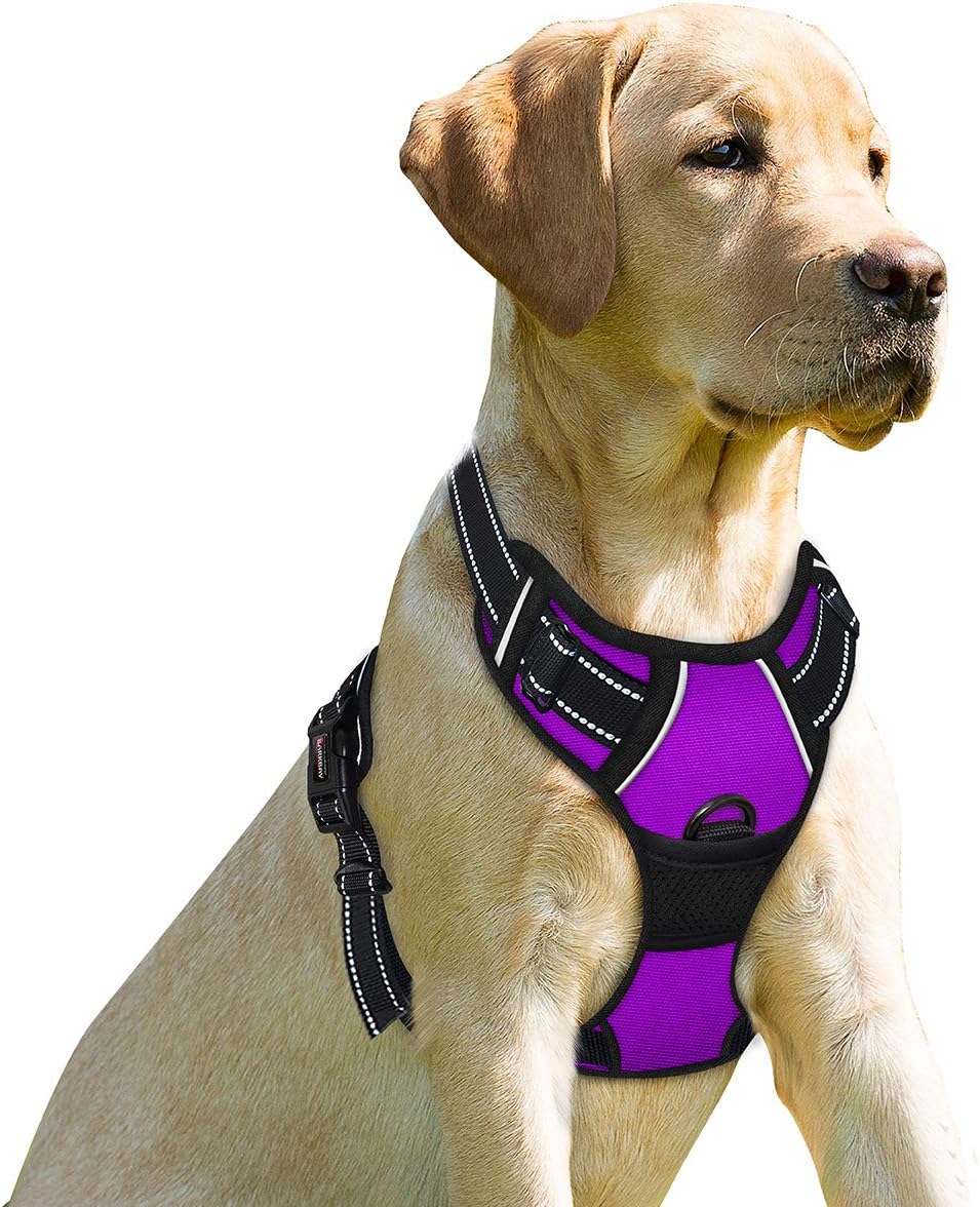 BARKBAY No Pull Dog Harness Front Clip Heavy Duty Reflective Easy Control Handle for Large Dog