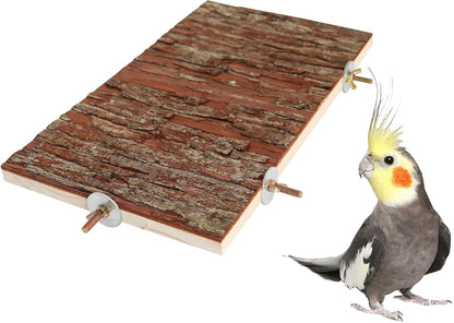 13.6 × 7.9 inch Large Bird Perch Stand Platform, Natural Wooden Small Animals Cage Accessories