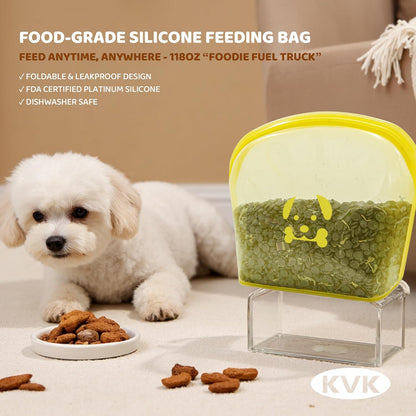 KVK Extra Extra Large Silicone Dog Food Mat 39.4×43.3in and 128oz Silicone Bag Set, Super Size