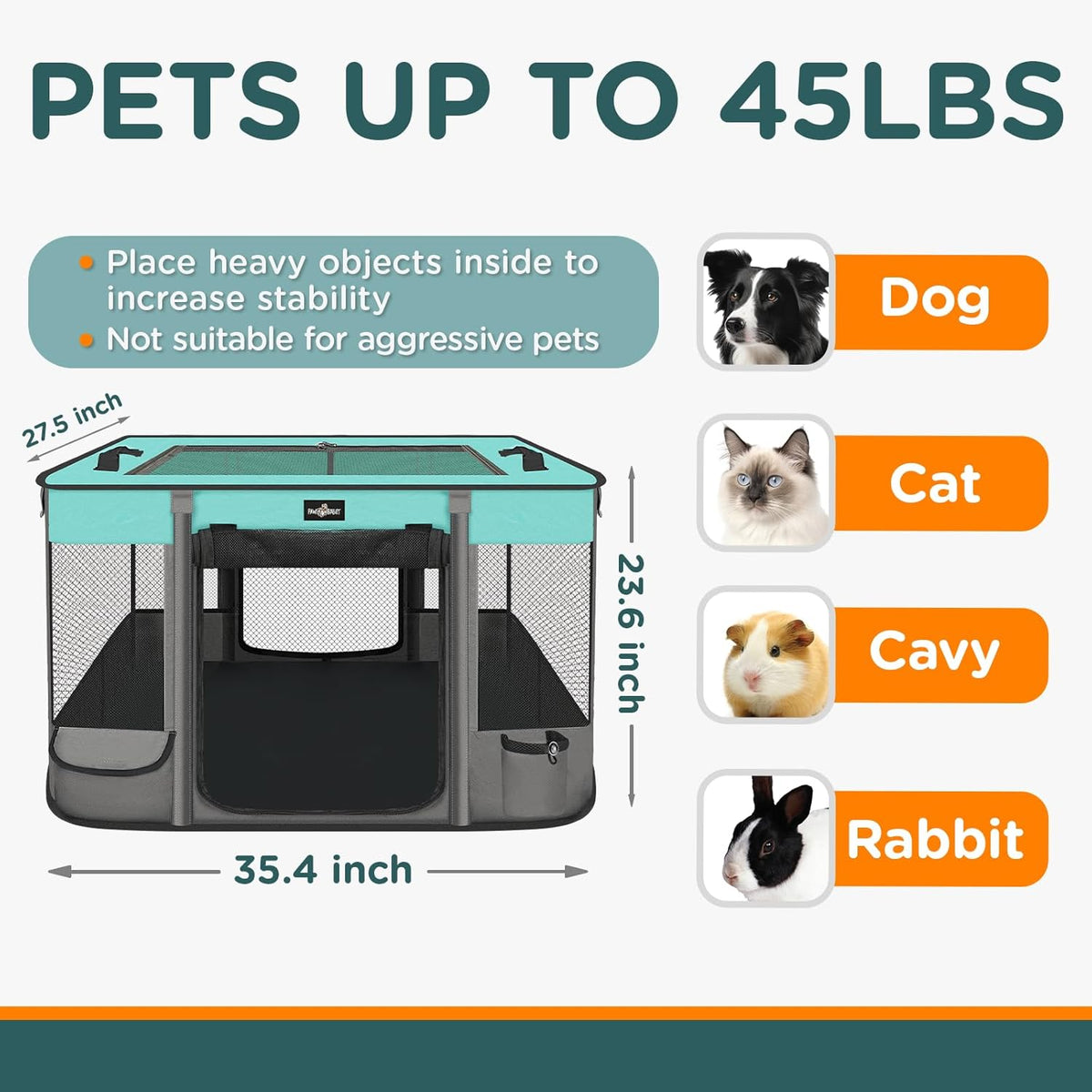Pet Playpen, Foldable Waterproof Puppy Tent, Portable Cat Playpen, Dog Kennel, Breathable Mesh