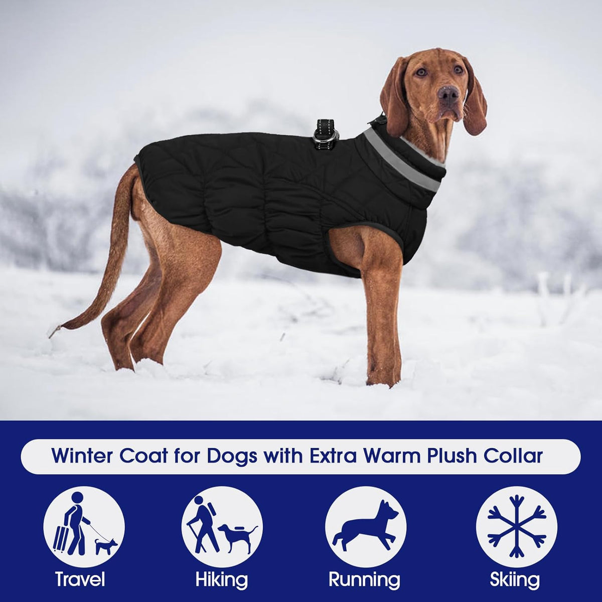 FUAMEY Dog Coat for Large Dogs,Waterproof Dog Winter Jacket with Harness Built in Puppy Cold