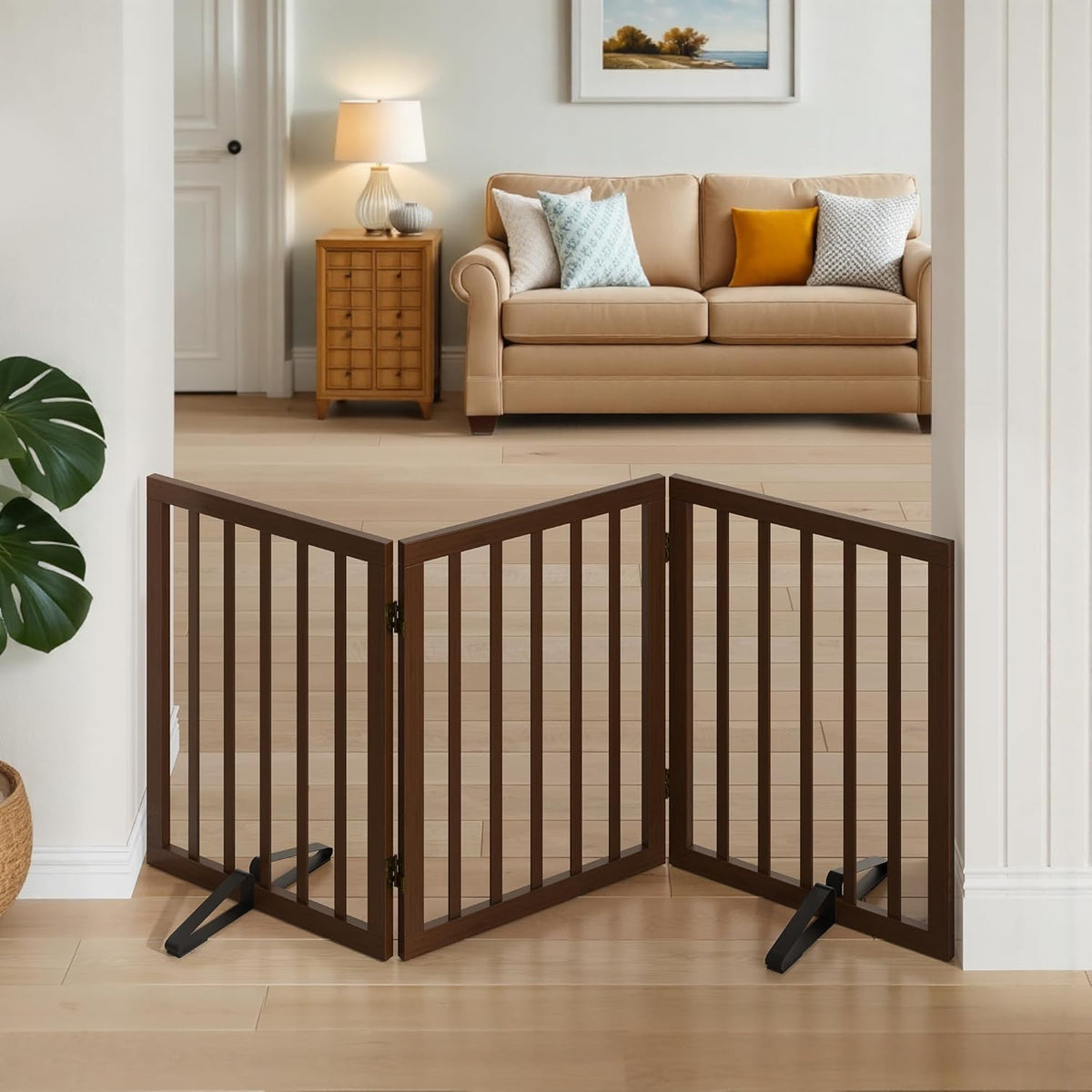 Dog Gate for Stairs,Foldable Dog Gate for Indoor Doorways House,Freestanding Pet Gates for