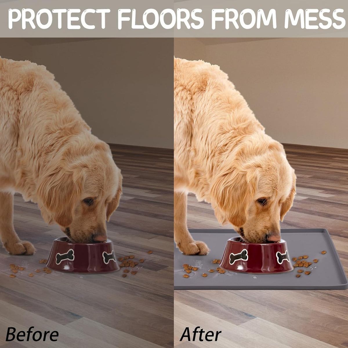MateeyLife Silicone Cat & Dog Food Mat for Floors Waterproof, Anti-Slip Dog Bowl Mats for Food and