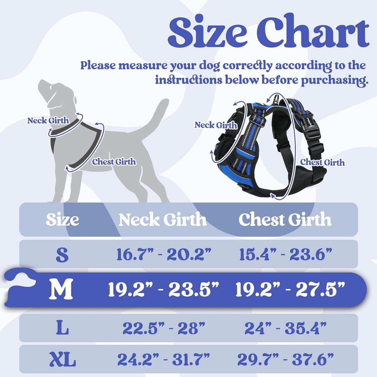 rabbitgoo Dog Harness Medium Sized, No Pull Pet Harness with 3 Buckles, Adjustable Soft Padded Vest