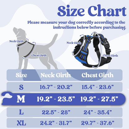 rabbitgoo Dog Harness Medium Sized, No Pull Pet Harness with 3 Buckles, Adjustable Soft Padded Vest