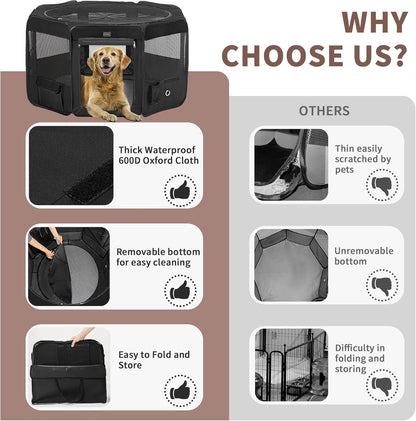 DONORO Dog Playpen Portable Pet Play Pens for Small Dog/Cat/Rabbit/Chicks, Cat Playpen