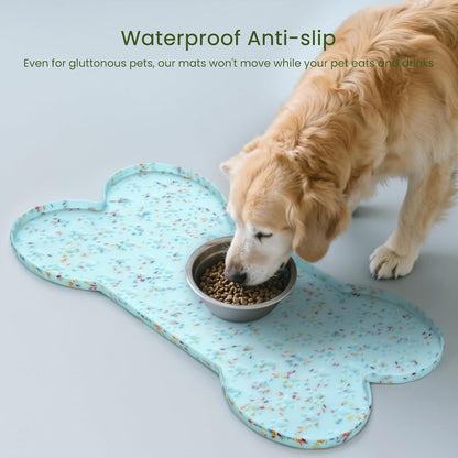 Dog Food Mat Anti-Slip Silicone Dog Bowl Mat Thicker Pet Placemat Waterproof Cat Feeder Pad with