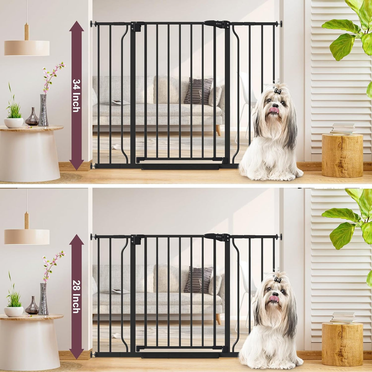 34" Extra Tall Baby Gate for Stairs, Auto Close Stroller Friendly Dog Gate Indoor for Doorways