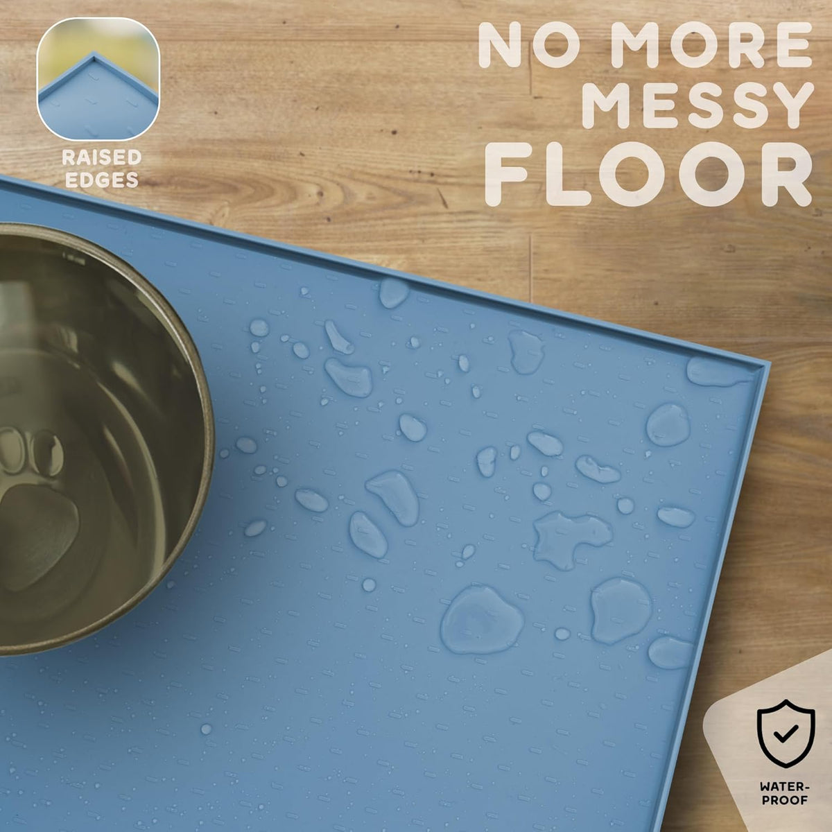 Dog Food Mat - Raised Edges Dogs Mat for Food and Water Prevent Spill, Waterproof Cat Food Mats