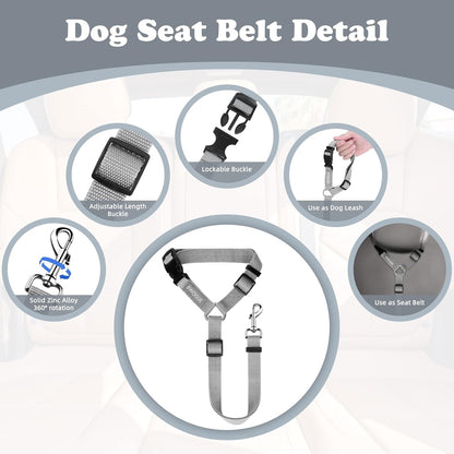 BWOGUE Pet Dog Cat Seat Belts, Car Headrest Restraint Adjustable Safety Leads Vehicle Seatbelt