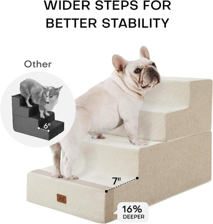 Dog Stairs for High Bed, Dog Steps for Bed Couch Sofa, 35D Foam Extra Wide Pet Steps for Small Dogs