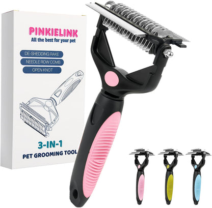 3-IN-1 Pet Grooming Tool - Undercoat Rake, Dematting Comb & Deshedding Brush for Cats & Dogs