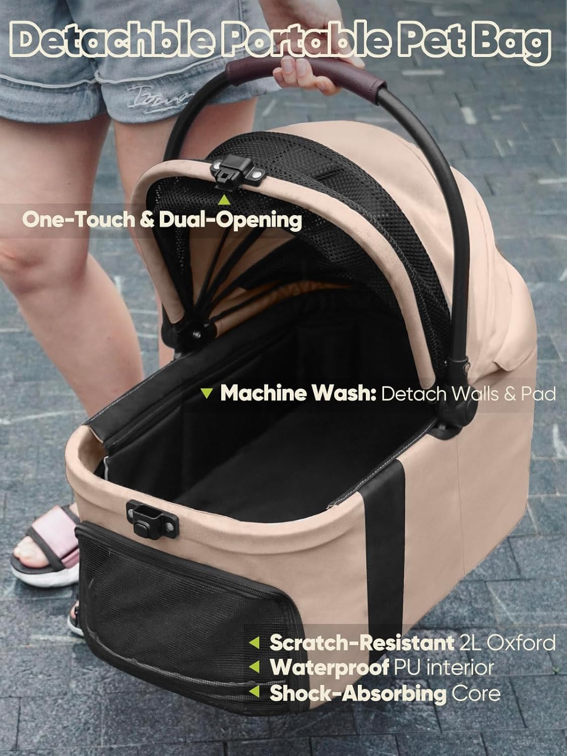 Dog Stroller, Cat Strollers, 5-in-1 Pet Stroller with Detachable Waterproof Carrier for