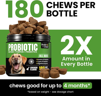 Probiotics for Dogs - Dog Probiotics with 5 Enzymes & 4 Prebiotics for Itchy Skin, Pet Probiotics