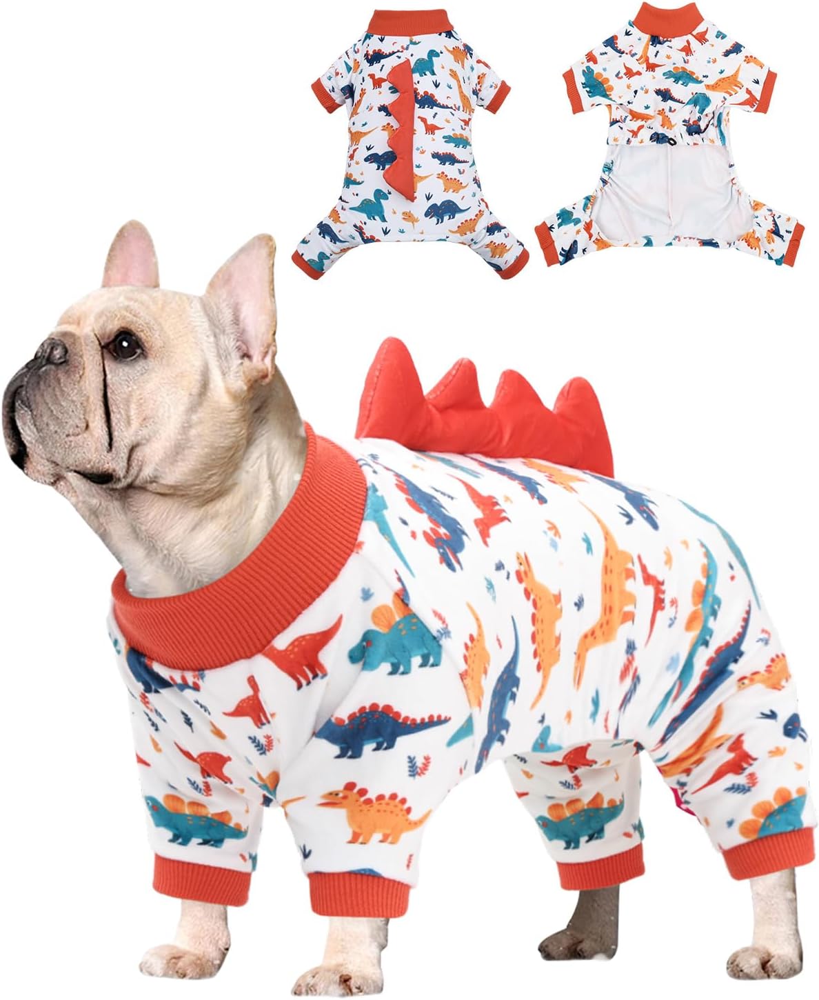 CuteBone Dinosaur Costume Dog Pajamas, Stretchy Spandex Crystal Velvet Sleepwear Coat for Small