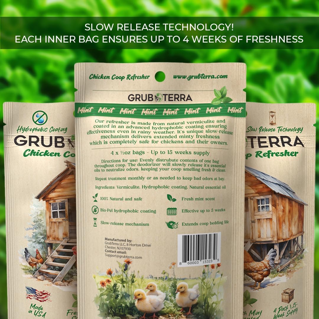 GrubTerra Coop Refresher Odor Freshener for Chicken Pen, Suitable for Chicken Waterer and Chicken