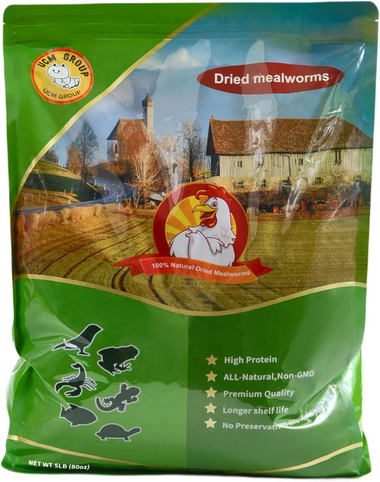 UCM Group 5LB Dried mealworms for Wild Birds, Chickens, High Protein Organic Chicken Feed, 100%