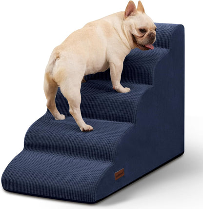 5-Step Dog Stairs and Ramp for High Bed, Non-Slip Sturdy Pet Steps for Small Dogs and Cats,22.2"