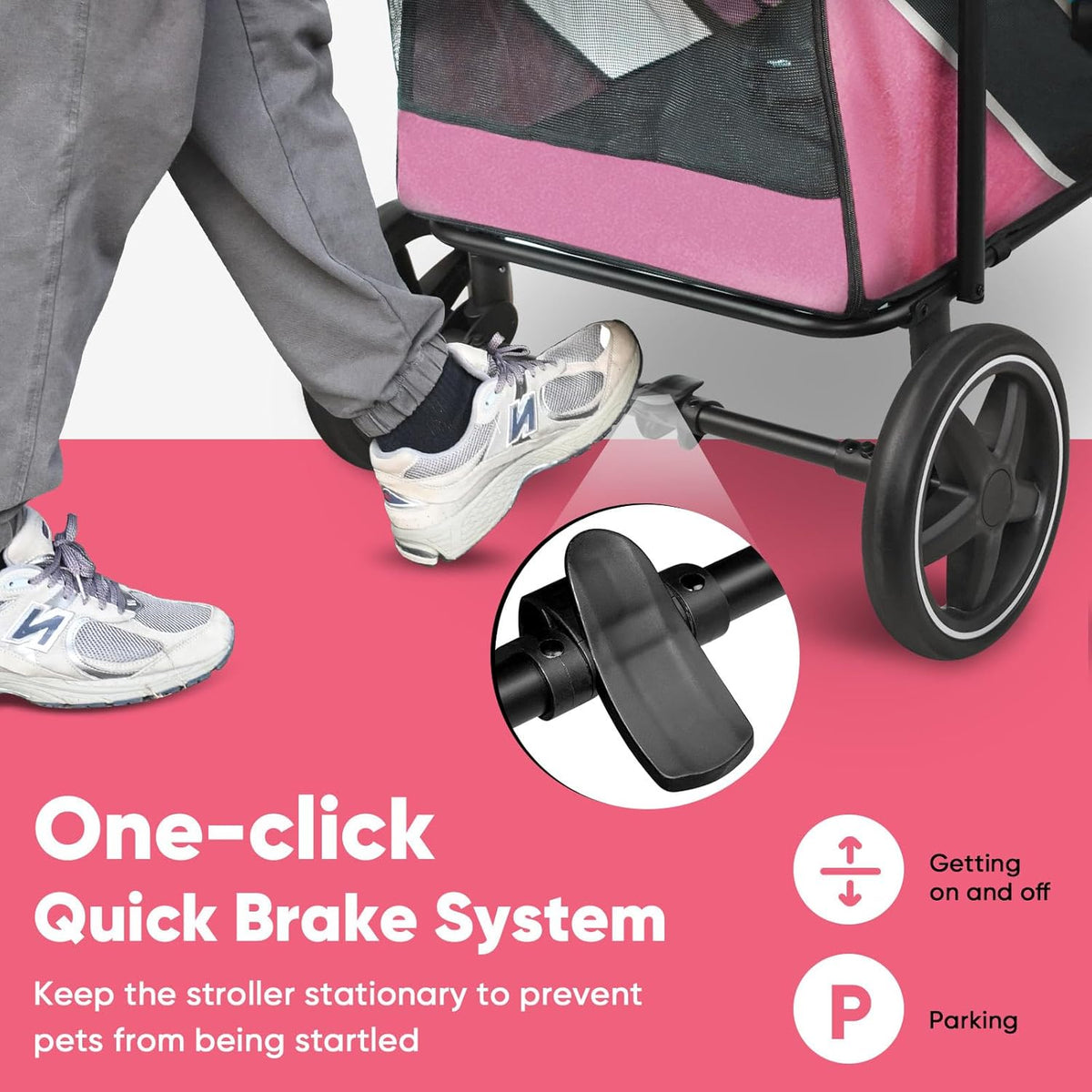 Petbobi Dog Stroller for Medium Dogs - Easy Fold Dual Entry Pet Stroller with One-Foot Brake, All