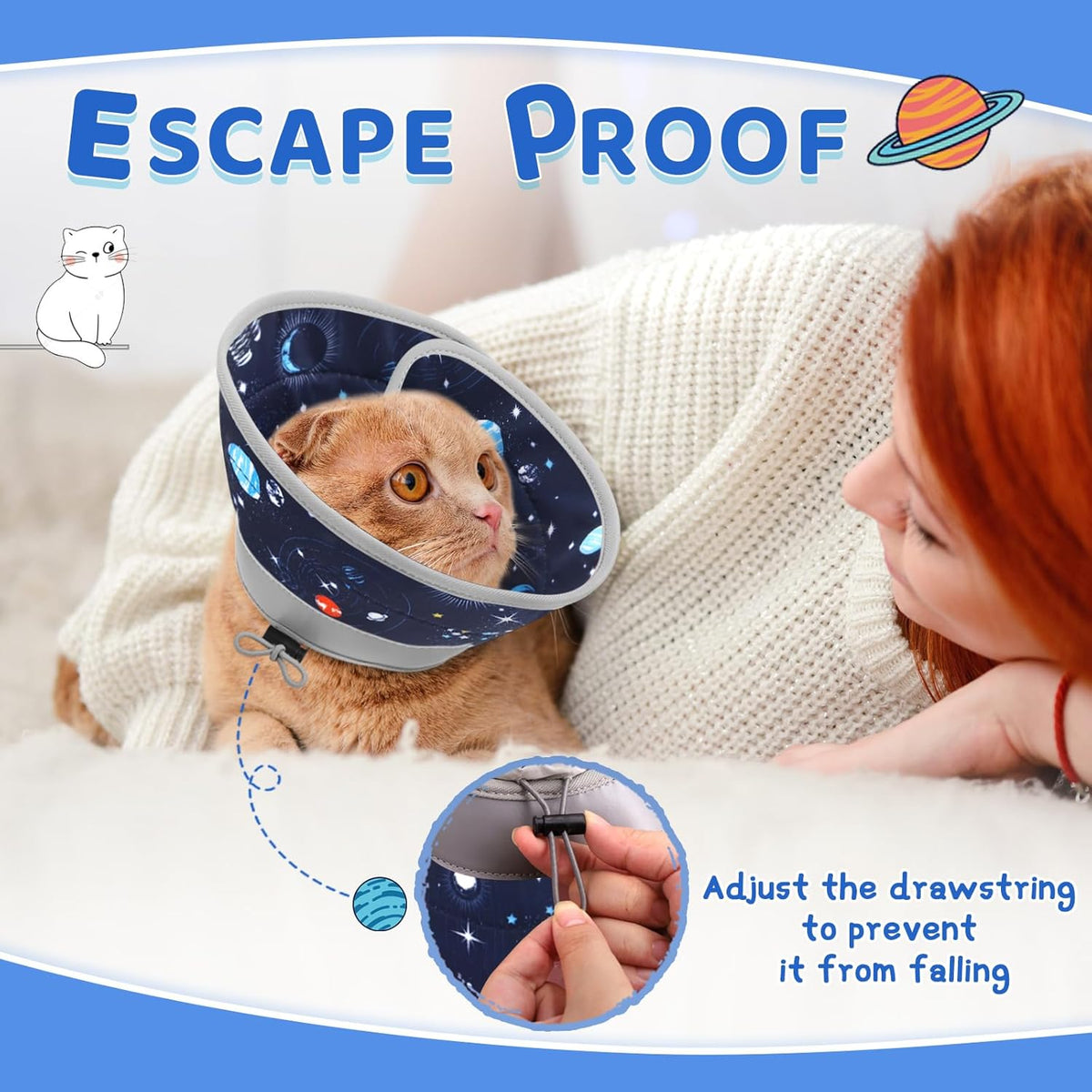 Cat Cone Collar Soft to Stop Licking, Adjustable, Foldable Lightweight Kitten Cones After Surgery