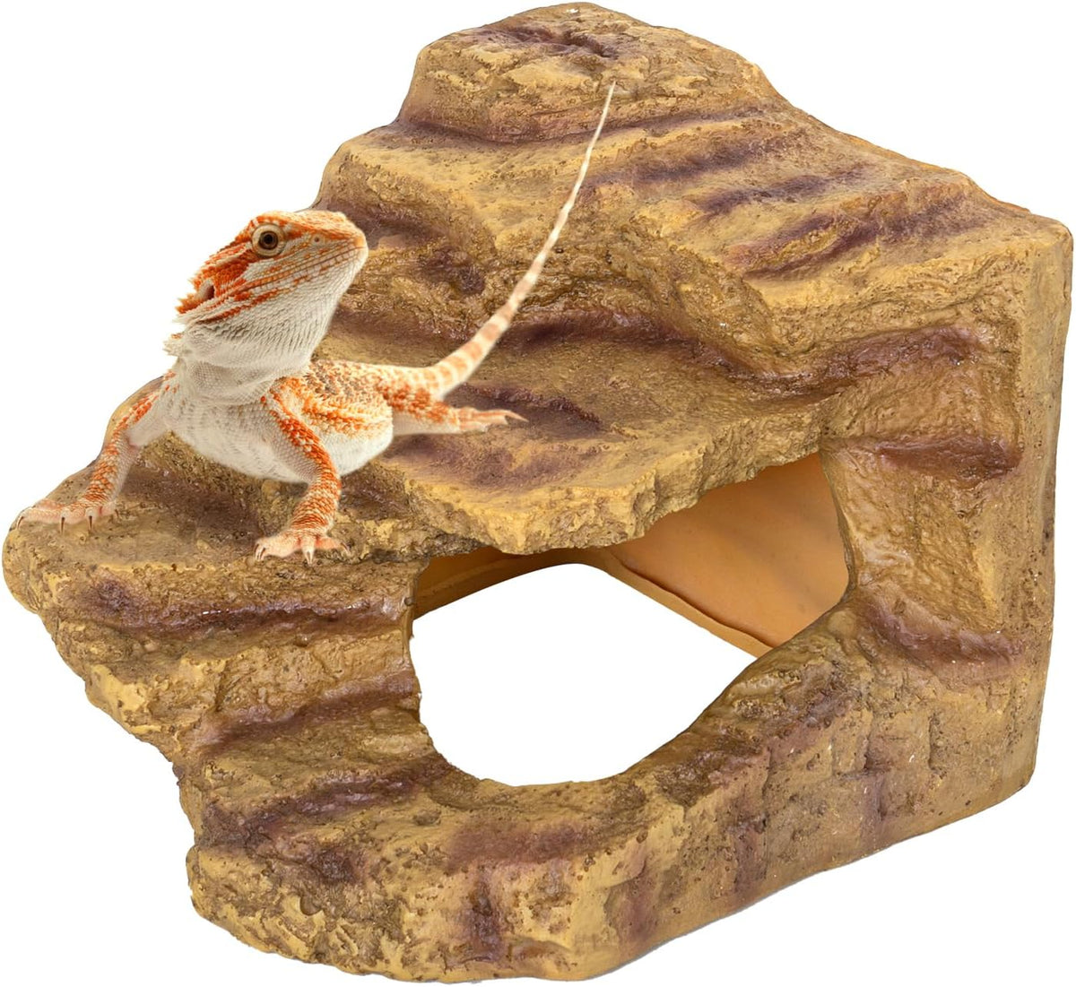 Resin Reptile Hideout Cave Reptile Habitat Tank Decor Terrarium Accessories for Bearded Dragon