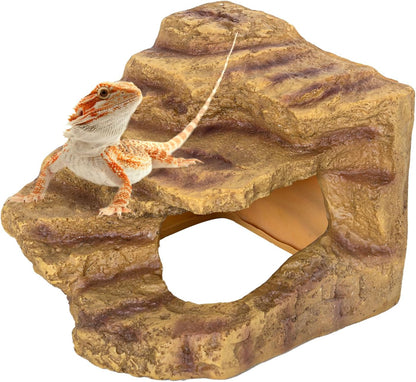 Resin Reptile Hideout Cave Reptile Habitat Tank Decor Terrarium Accessories for Bearded Dragon
