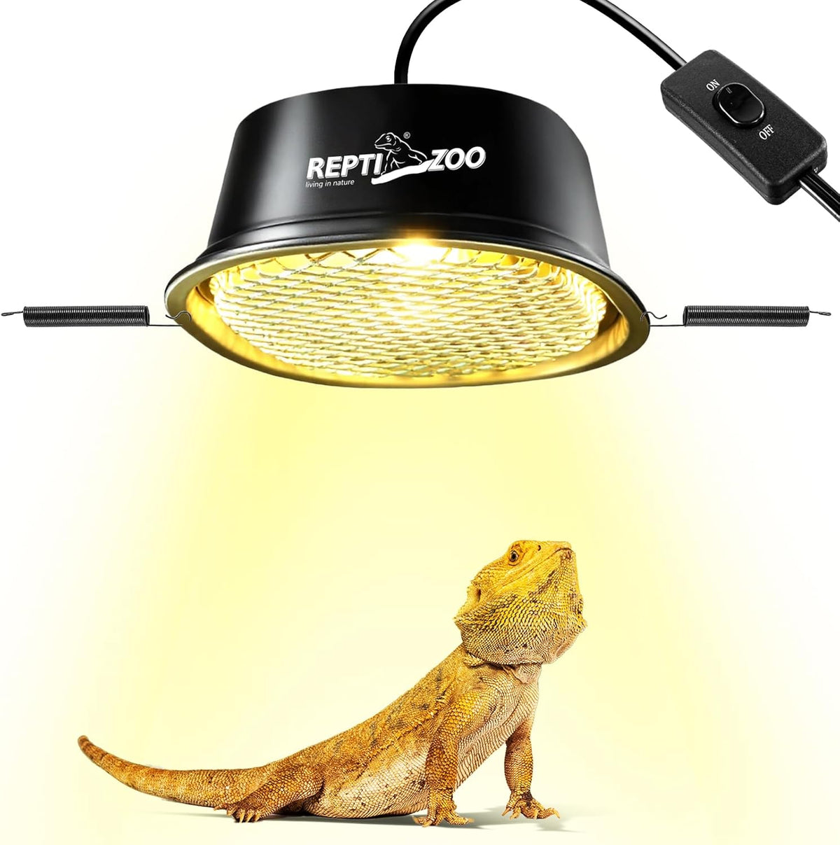REPTI ZOO G9 Reptile Heat Lamp Bulb & Reptile Light Fixture with Safety Mesh Kit, 50W UVA Basking