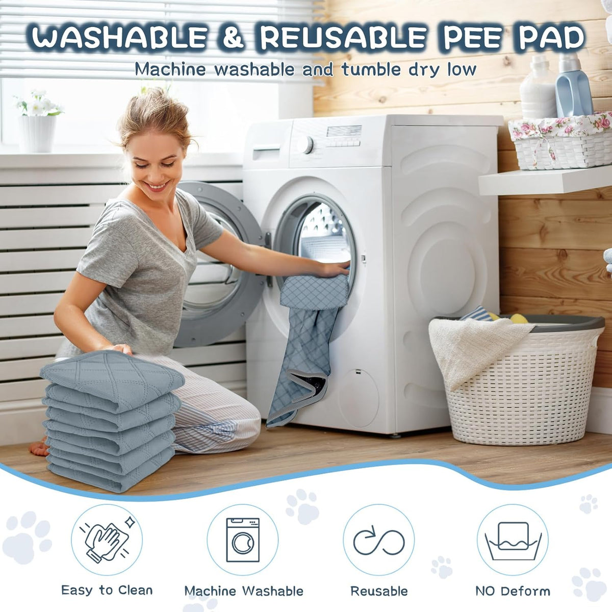 6 Packs Washable Guinea Pig Cage Liners, Waterproof Guinea Pig Pee Pads Reusable Absorbent Bedding