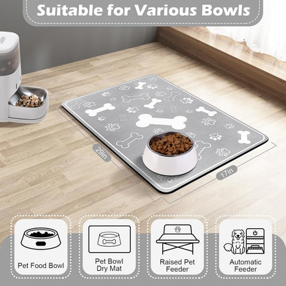 Pet Feeding Mat,Rapid Absorbent Mats for Dog Cat Food, Dog Placemat Water Bowl Mat with Rubber