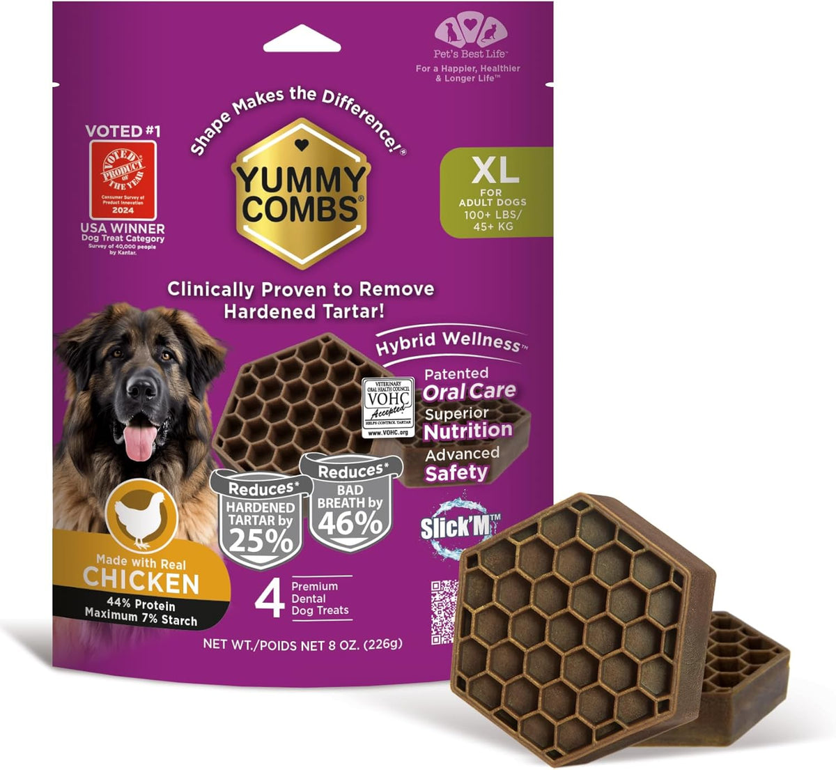 Dog Dental Treats – Vet VOHC Approved, Removes Tartar & Cleans Teeth – Yummy High Protein Chicken