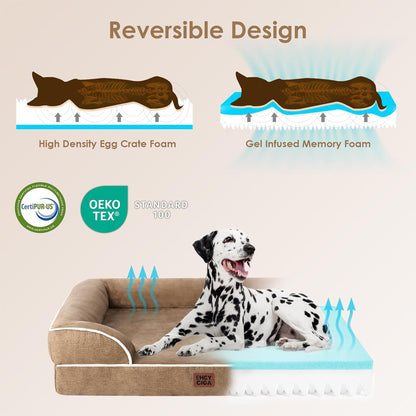 EHEYCIGA Orthopedic Dog Beds for Large Dogs, Waterproof Memory Foam Large Pet Bed with Sides