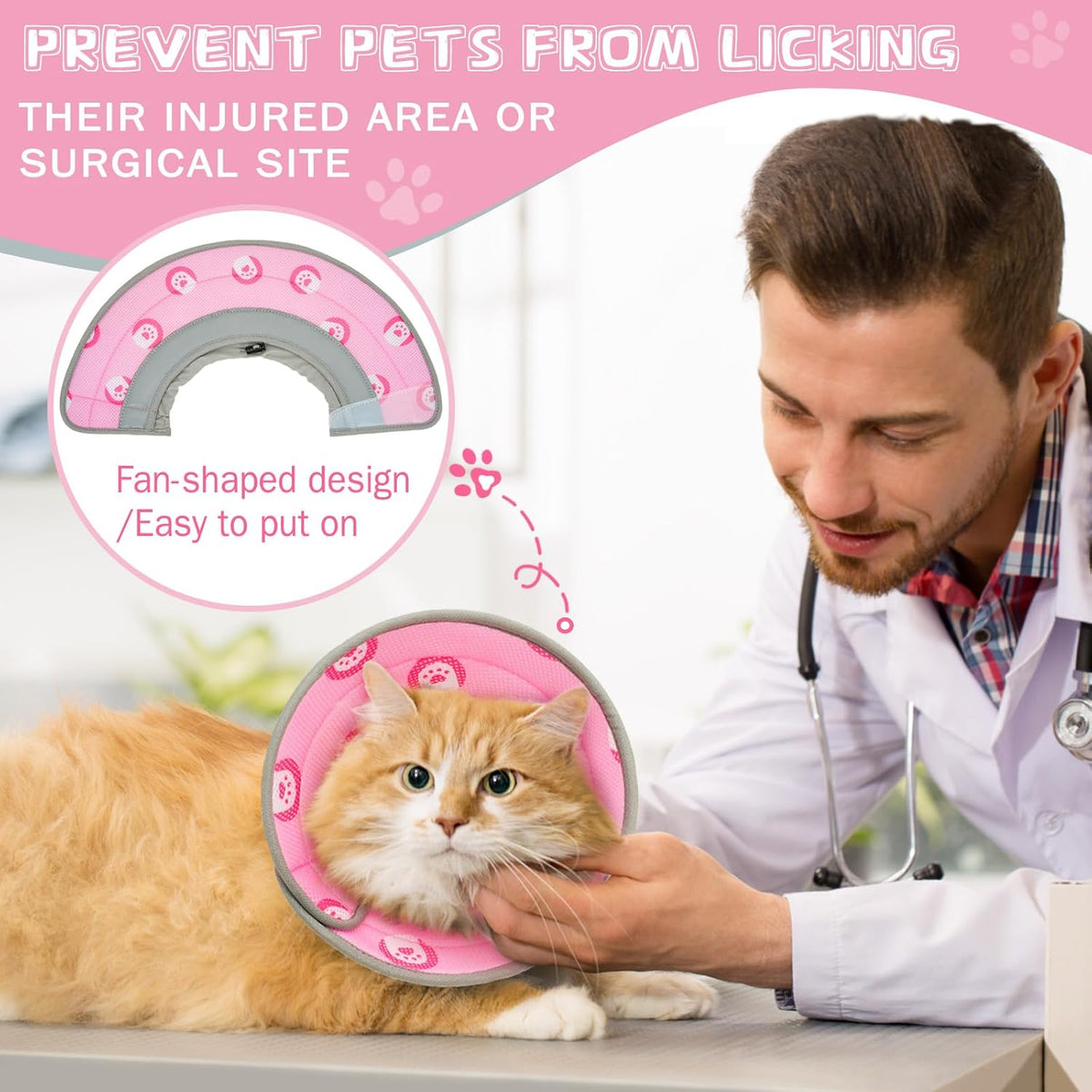 Cat Cone Collar Soft to Stop Licking After Surgery Cat Recovery Collar for Small Large Cats
