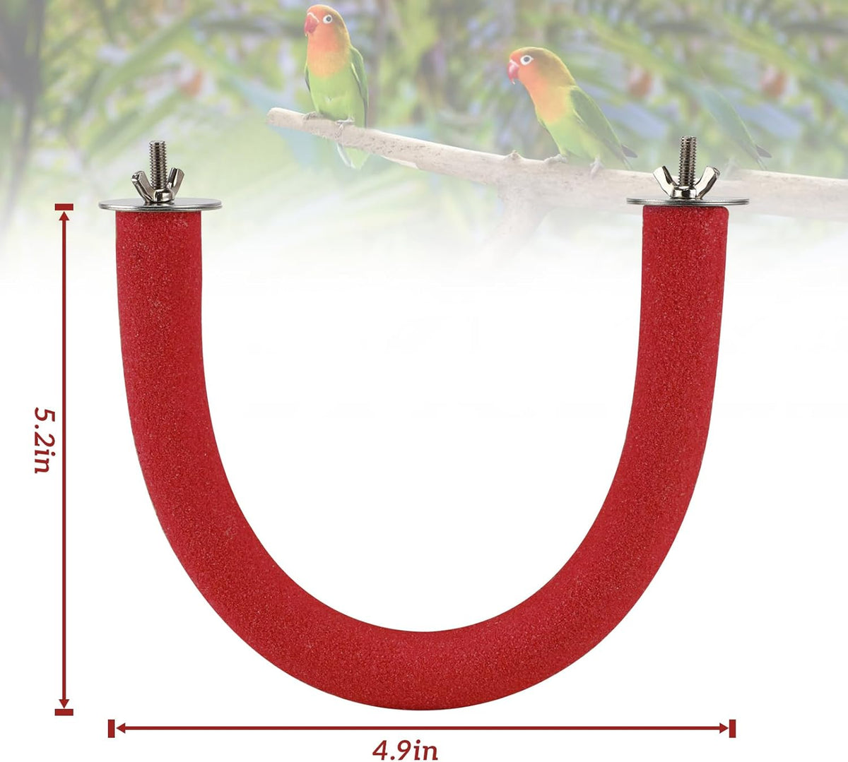 Rypet U Shape Parrot Perch Stand Toy for Paw Grinding Clean Stick Exercise, Rough-Surfaced Quartz