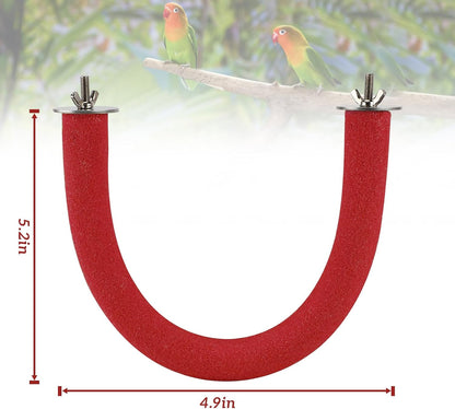 Rypet U Shape Parrot Perch Stand Toy for Paw Grinding Clean Stick Exercise, Rough-Surfaced Quartz