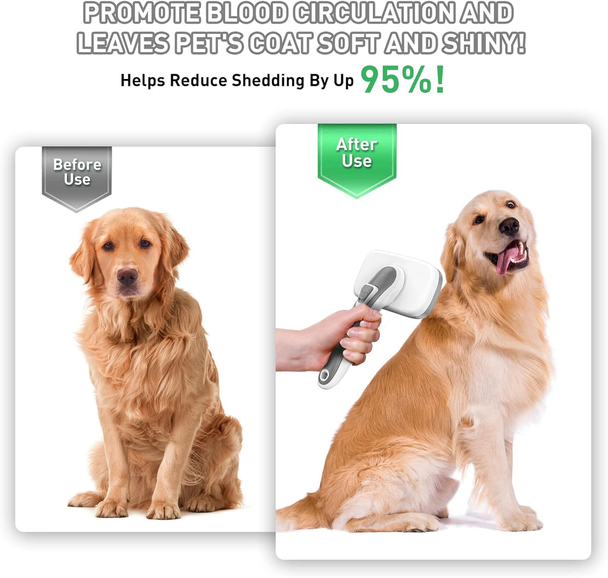 Dogs Cats Self Cleaning Slicker Brush for Shedding & Grooming Any Breed of Pets, Remove Loose
