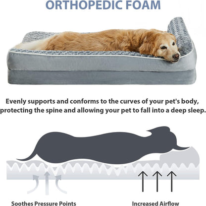 BFPETHOME Orthopedic Dog Bed for Extra Large Dogs-Big Waterproof Sofa Dog Bed with Removable