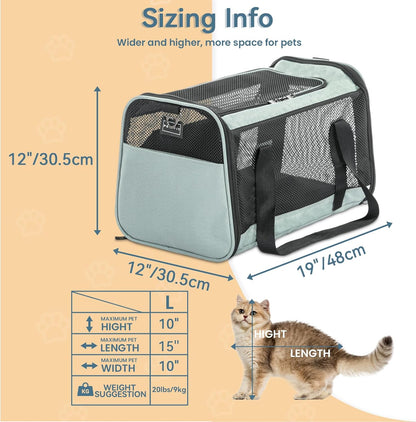 Petsfit Cat Carrier Dog Carrier, Large Capacity Lightweight Soft-Sided Pet Carrier for Travel, with