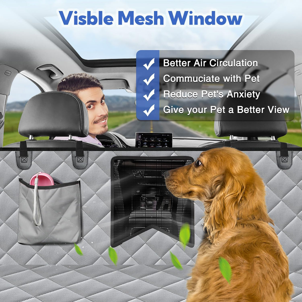 Kytely Dog Car Seat Cover XL, Heavy Duty Dog Seat Cover for Back Seat, 100% Waterproof Nonslip