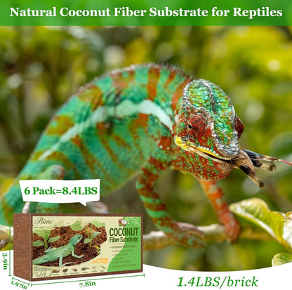 Riare 6 Pack Natural Coconut Fiber Substrate for Reptile- Premium Compressed Coconut Husk Terrarium