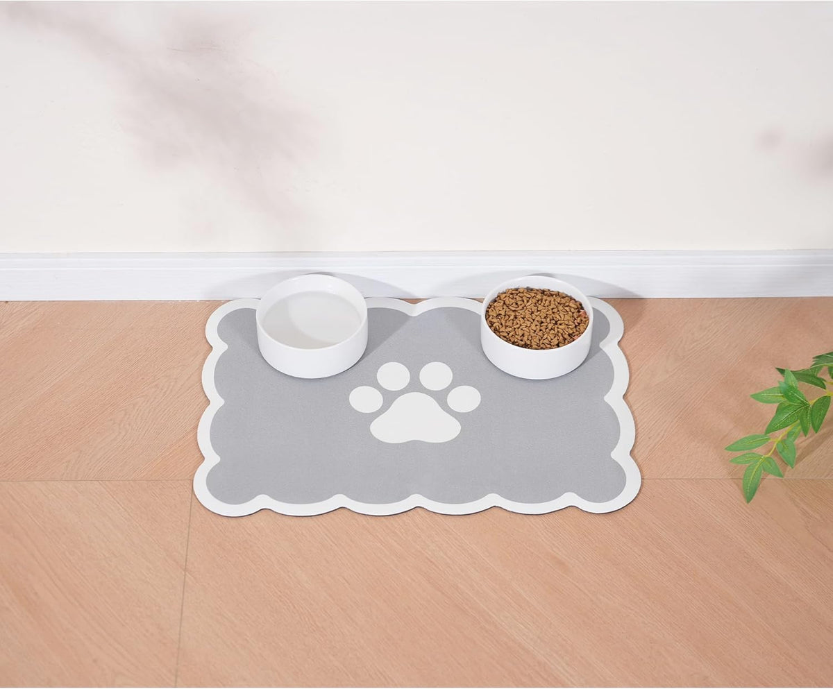 Ralxion Scalloped Dog Feeding Mat, Absorbent Mats for Dog Food and Water Bowl, Dispenser, Cute