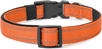 Reflective Dog Collar Padded with Soft Neoprene Breathable Quick Release Basic Dog Collars for