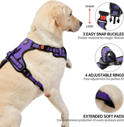 NESTROAD No Pull Dog Harness,Adjustable Oxford Dog Vest Harness with Leash,Reflective No-Choke Pet