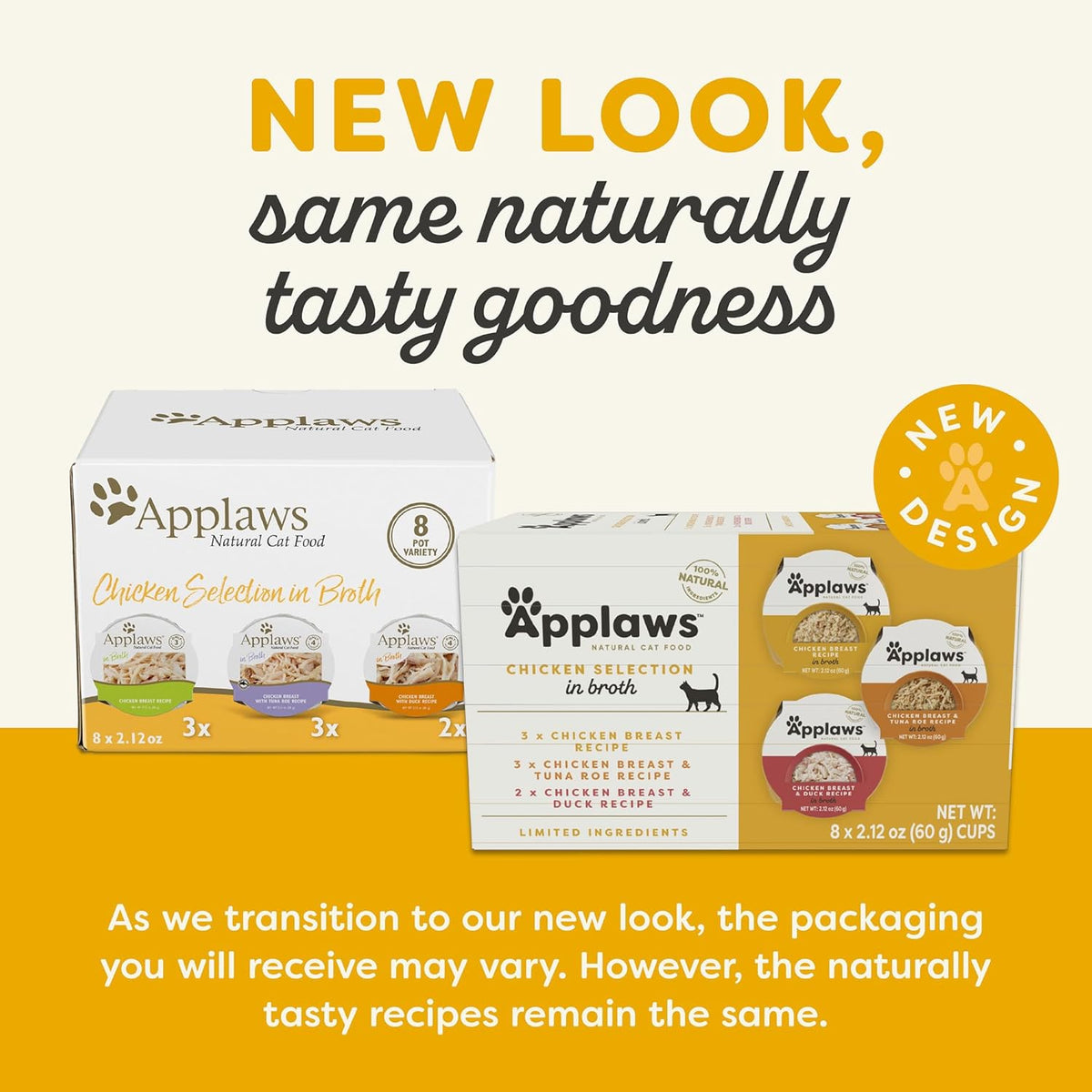 Applaws Natural Wet Cat Food, 8 Count, Limited Ingredient Cat Food Pots, Chicken Variety Count in