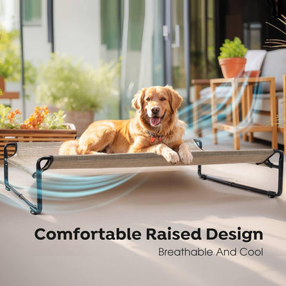 Veehoo Original Outdoor Elevated Dog Bed, Cooling Raised Dog Cot for Large Dogs, Portable Standing