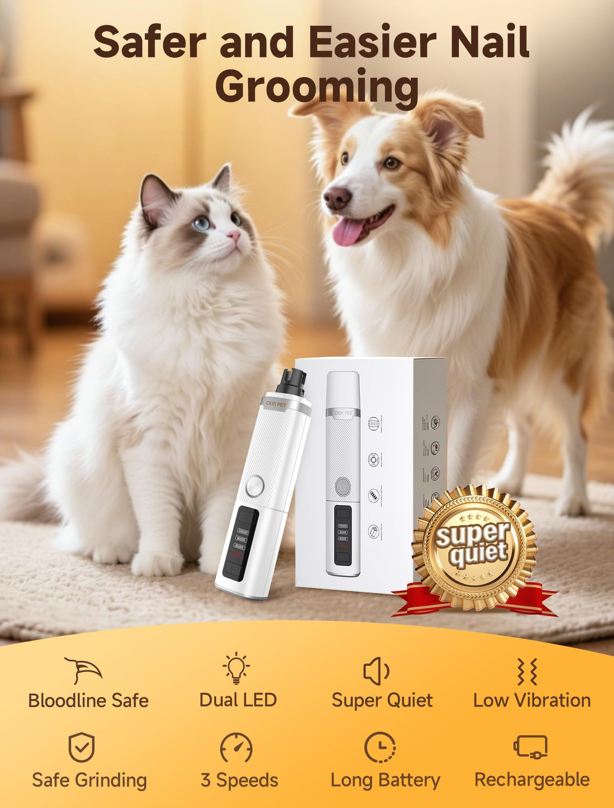 Ckin pet Dog Nail Grinder Whisper Quiet & Safe for. Chosen for real quality, fits naturally into