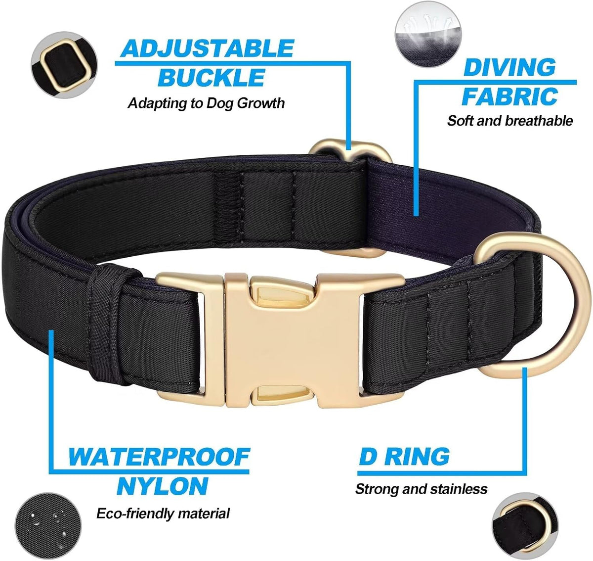 Didog Soft Padded Dog Collars for Small Dogs, Colorful and Durable Dog Collar with Quick Release