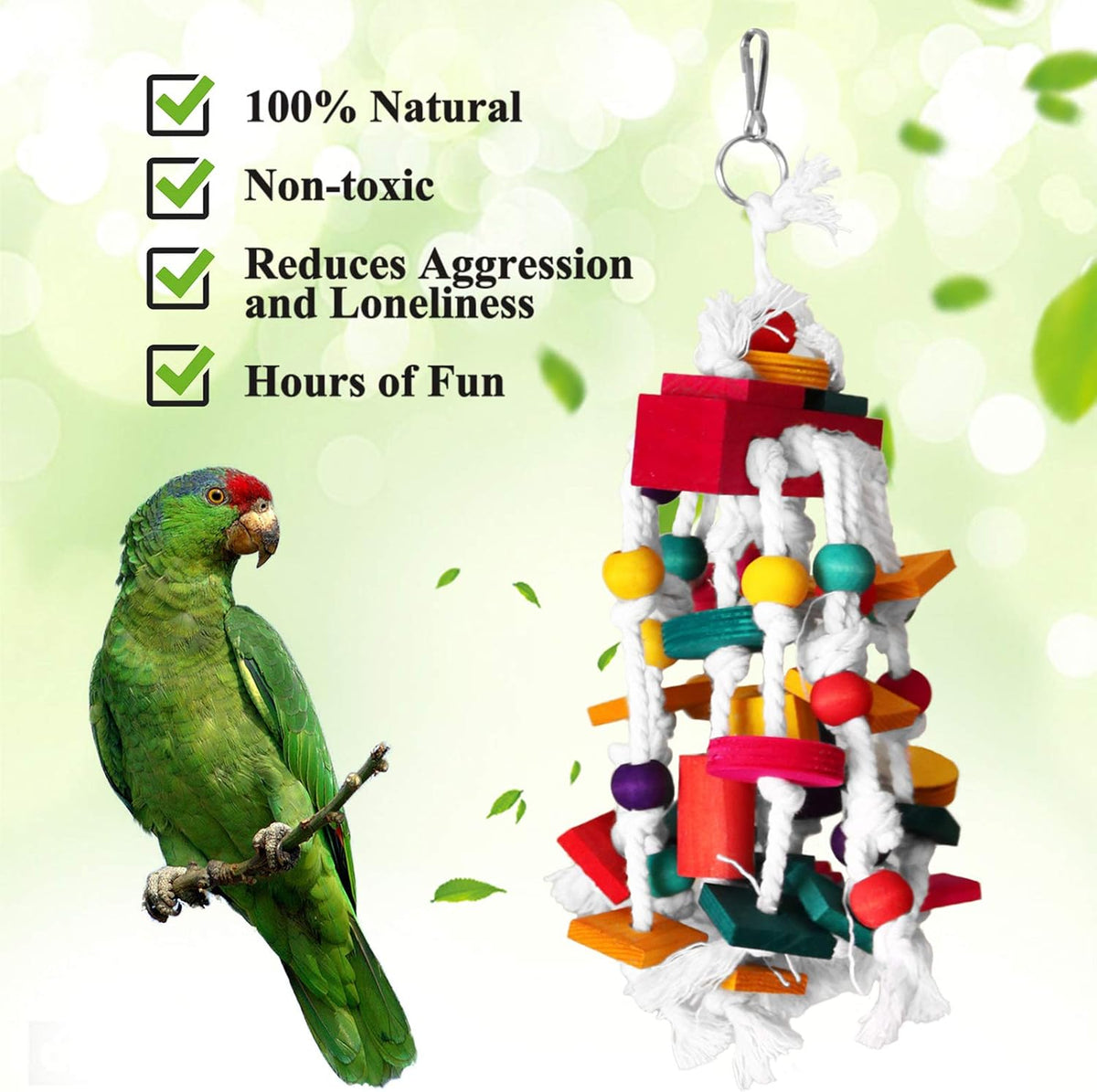 Rypet Bird Chewing Toy - Parrot Cage Bite Toys Wooden Block Bird Parrot Toys for Small and Medium